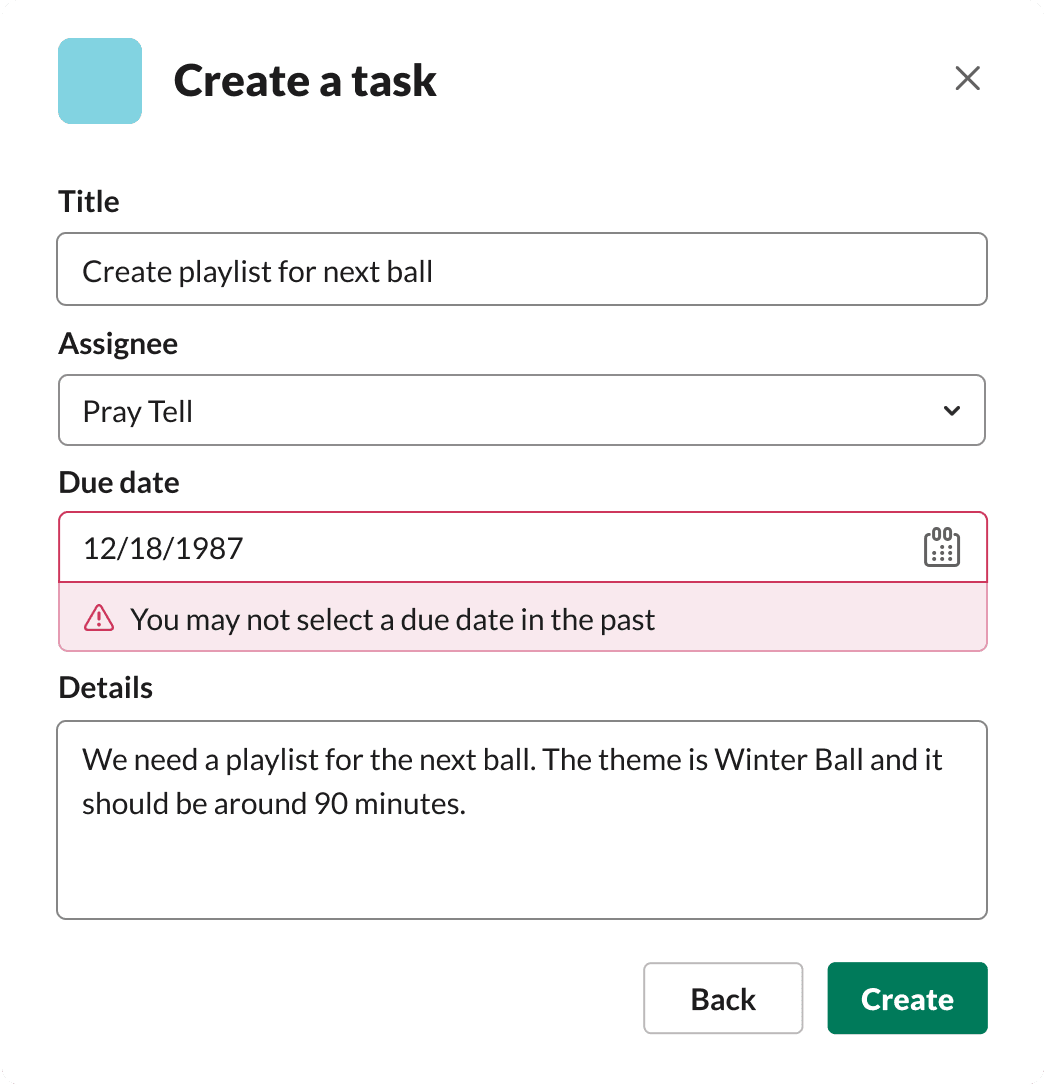 A modal that is rendering errors supplied by the developer