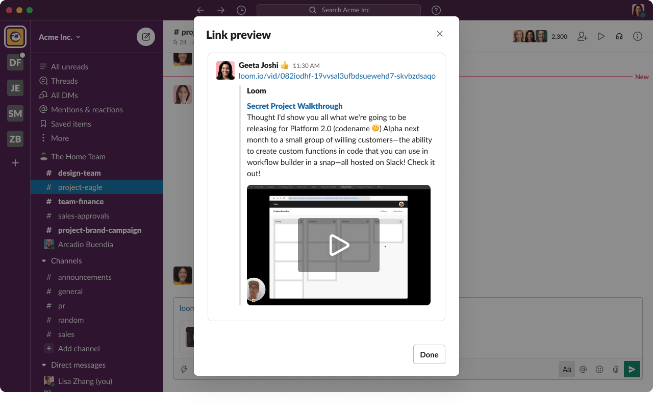 Unfurl Preview Full Message